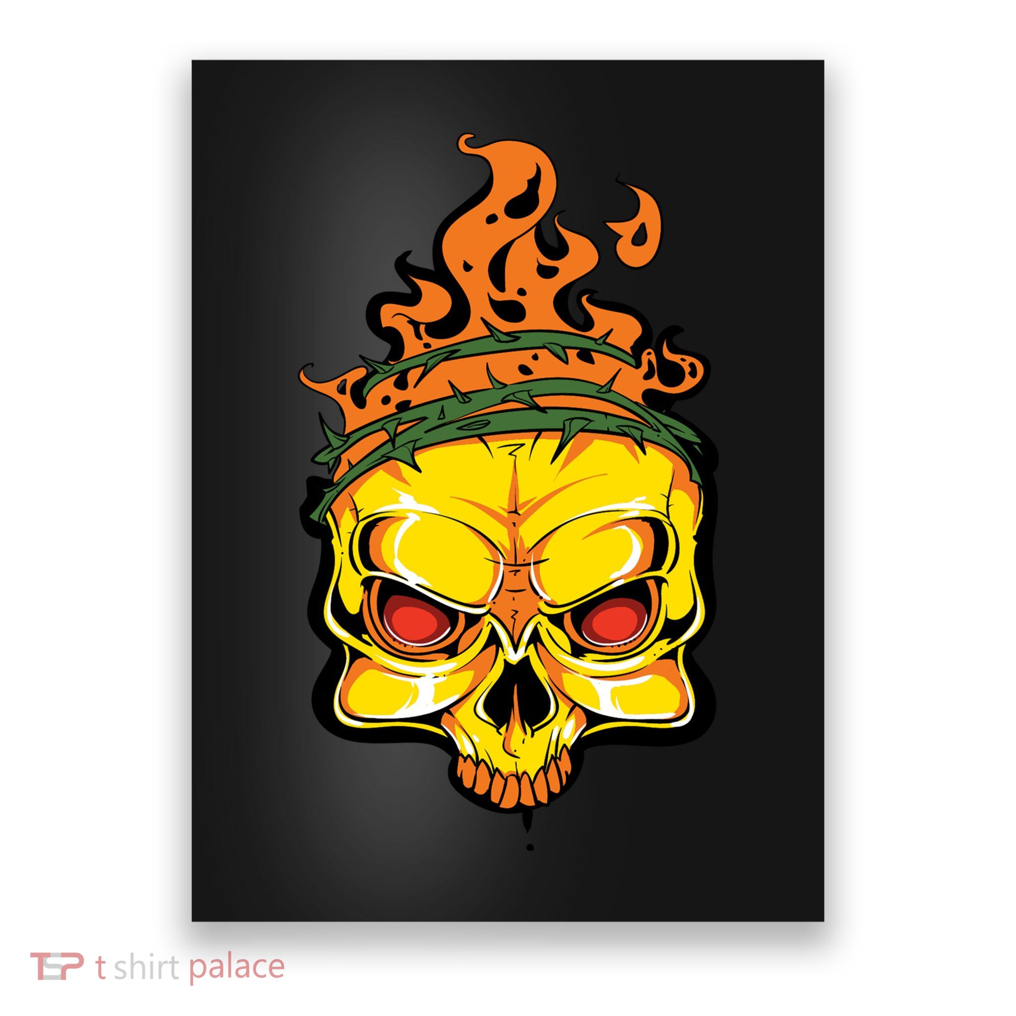 Rage Of Fire Faming Skull Creepy Skeleton Poster