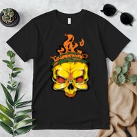 Rage Of Fire Faming Skull Creepy Skeleton Premium T-Shirt