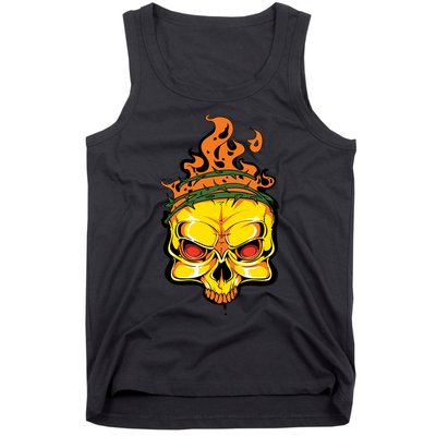 Rage Of Fire Faming Skull Creepy Skeleton Tank Top