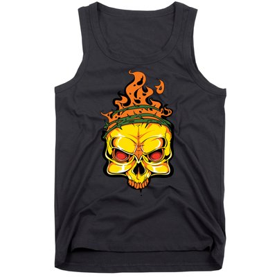 Rage Of Fire Faming Skull Creepy Skeleton Tank Top