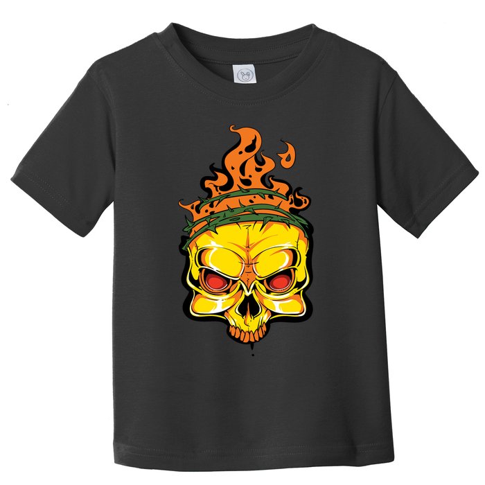 Rage Of Fire Faming Skull Creepy Skeleton Toddler T-Shirt