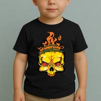 Rage Of Fire Faming Skull Creepy Skeleton Toddler T-Shirt