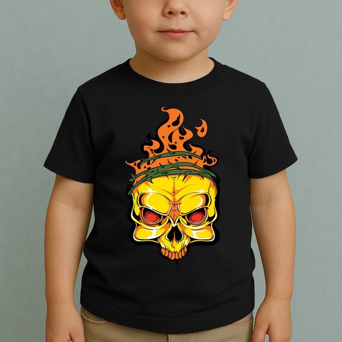 Rage Of Fire Faming Skull Creepy Skeleton Toddler T-Shirt