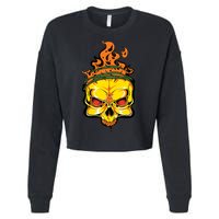 Rage Of Fire Faming Skull Creepy Skeleton Cropped Pullover Crew
