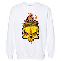 Rage Of Fire Faming Skull Creepy Skeleton Garment-Dyed Sweatshirt