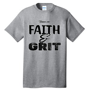 Runs On Faith And Grit V Neck Tall T-Shirt