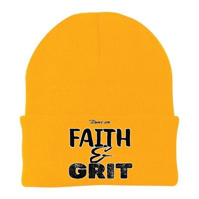 Runs On Faith And Grit Knit Cap Winter Beanie