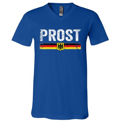 Retro Oktoberfest German Flag Prost V-Neck T-Shirt