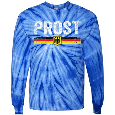 Retro Oktoberfest German Flag Prost Tie-Dye Long Sleeve Shirt