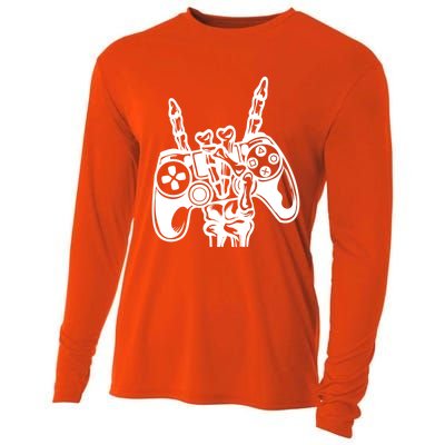 Rock On Gamer Skeleton Hand Rock Concert Graphic Gift Cooling Performance Long Sleeve Crew