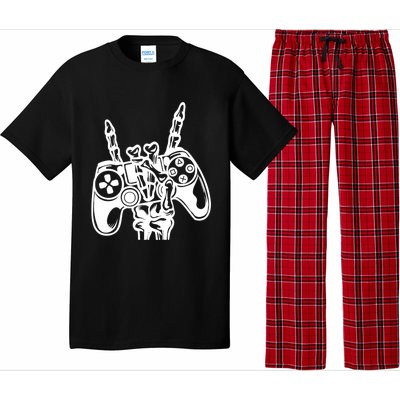 Rock On Gamer Skeleton Hand Rock Concert Graphic Gift Pajama Set