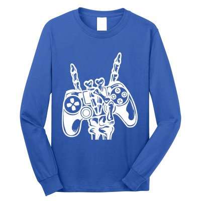 Rock On Gamer Skeleton Hand Rock Concert Graphic Gift Long Sleeve Shirt