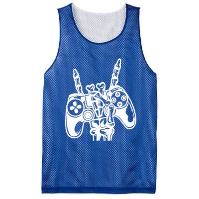 Rock On Gamer Skeleton Hand Rock Concert Graphic Gift Mesh Reversible Basketball Jersey Tank