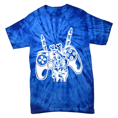 Rock On Gamer Skeleton Hand Rock Concert Graphic Gift Tie-Dye T-Shirt