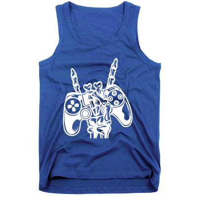 Rock On Gamer Skeleton Hand Rock Concert Graphic Gift Tank Top