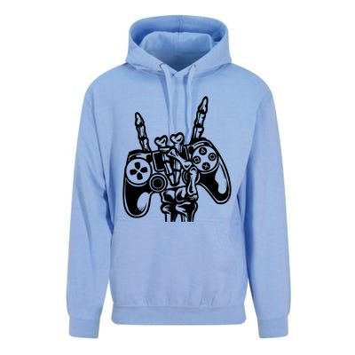 Rock On Gamer Skeleton Hand Rock Concert Graphic Gift Unisex Surf Hoodie