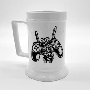 Rock On Gamer Skeleton Hand Rock Concert Graphic Gift Beer Stein