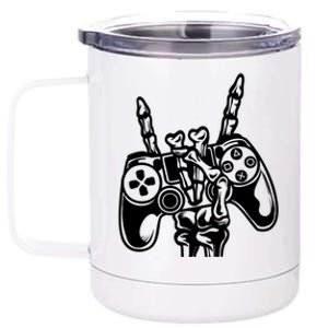 Rock On Gamer Skeleton Hand Rock Concert Graphic Gift 12 oz Stainless Steel Tumbler Cup