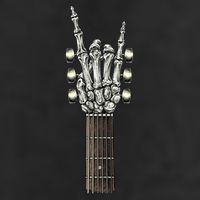 Rock On Guitar Neck Skeleton Hand Sign Rock And Roll Band Meaningful Gift 7 Panel Mesh Trucker Snapback Hat