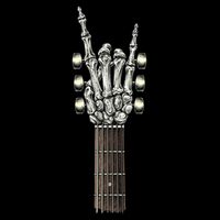 Rock On Guitar Neck Skeleton Hand Sign Rock And Roll Band Meaningful Gift Flat Bill Trucker Hat