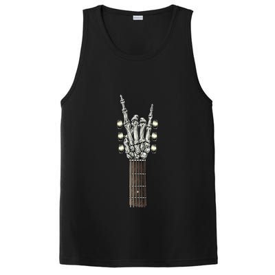 Rock On Guitar Neck Skeleton Hand Sign Rock And Roll Band Meaningful Gift PosiCharge Competitor Tank