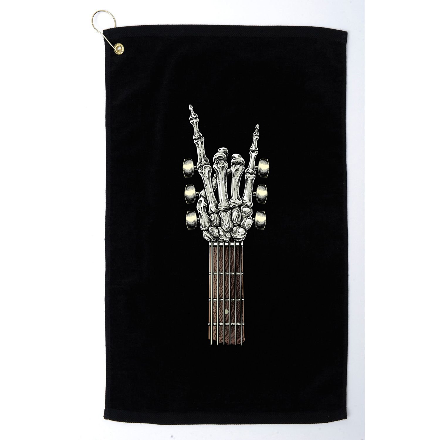 Rock On Guitar Neck Skeleton Hand Sign Rock And Roll Band Meaningful Gift Golf Towel