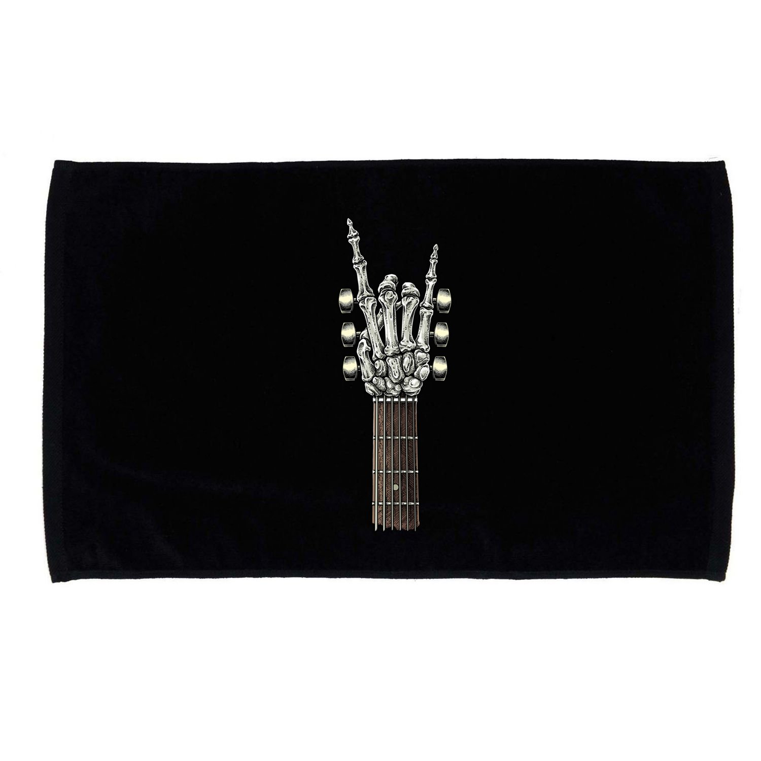Rock On Guitar Neck Skeleton Hand Sign Rock And Roll Band Meaningful Gift Microfiber Hand Towel