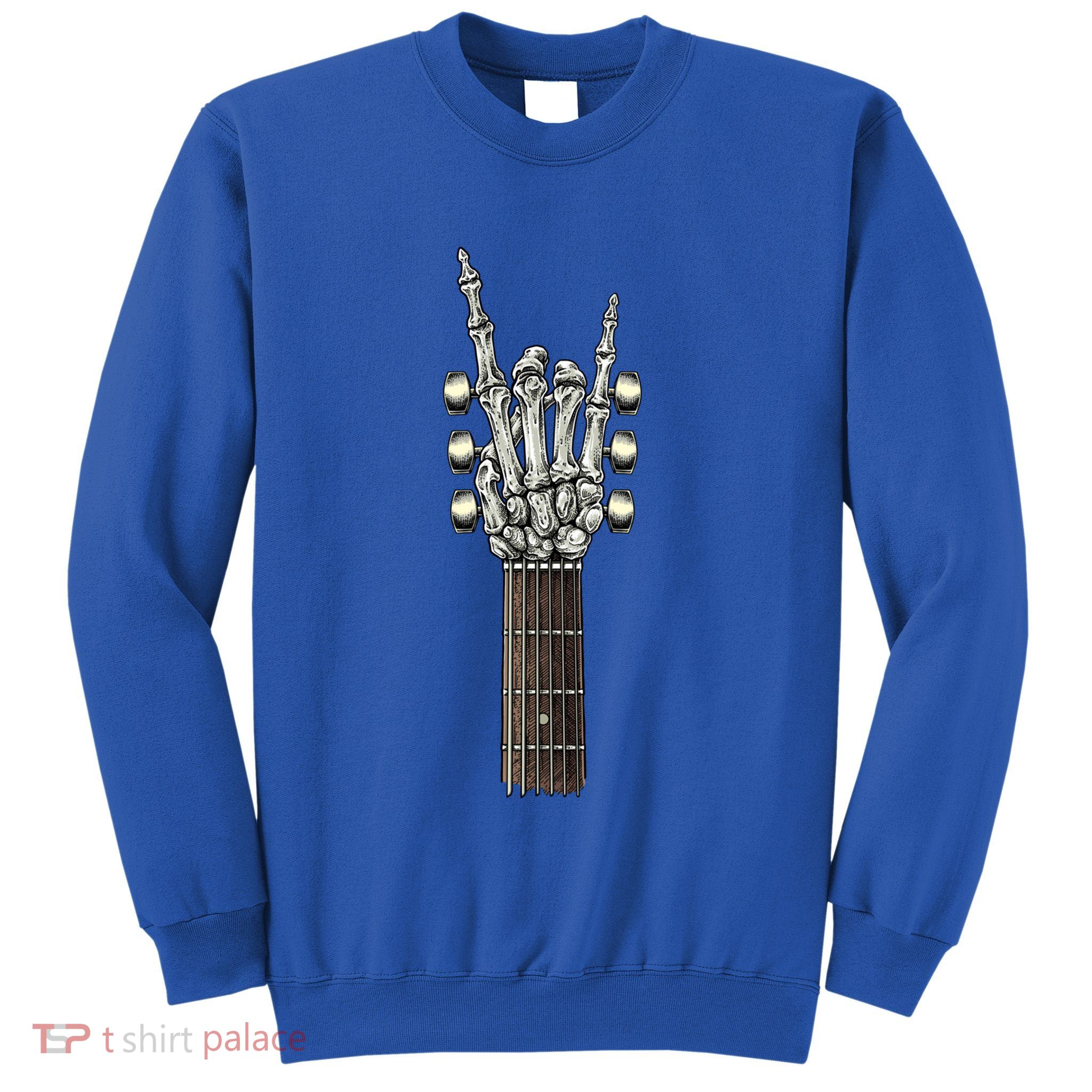 Rock On Guitar Neck Skeleton Hand Sign Rock And Roll Band Meaningful Gift Sweatshirt