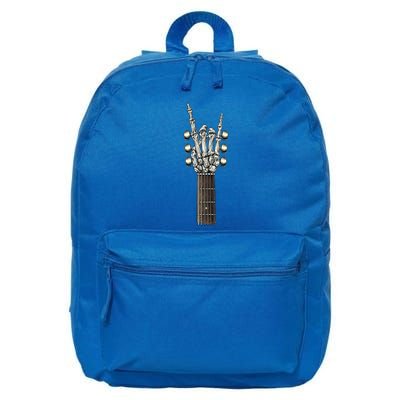 Rock On Guitar Neck Skeleton Hand Sign Rock And Roll Band Meaningful Gift 16 in Basic Backpack