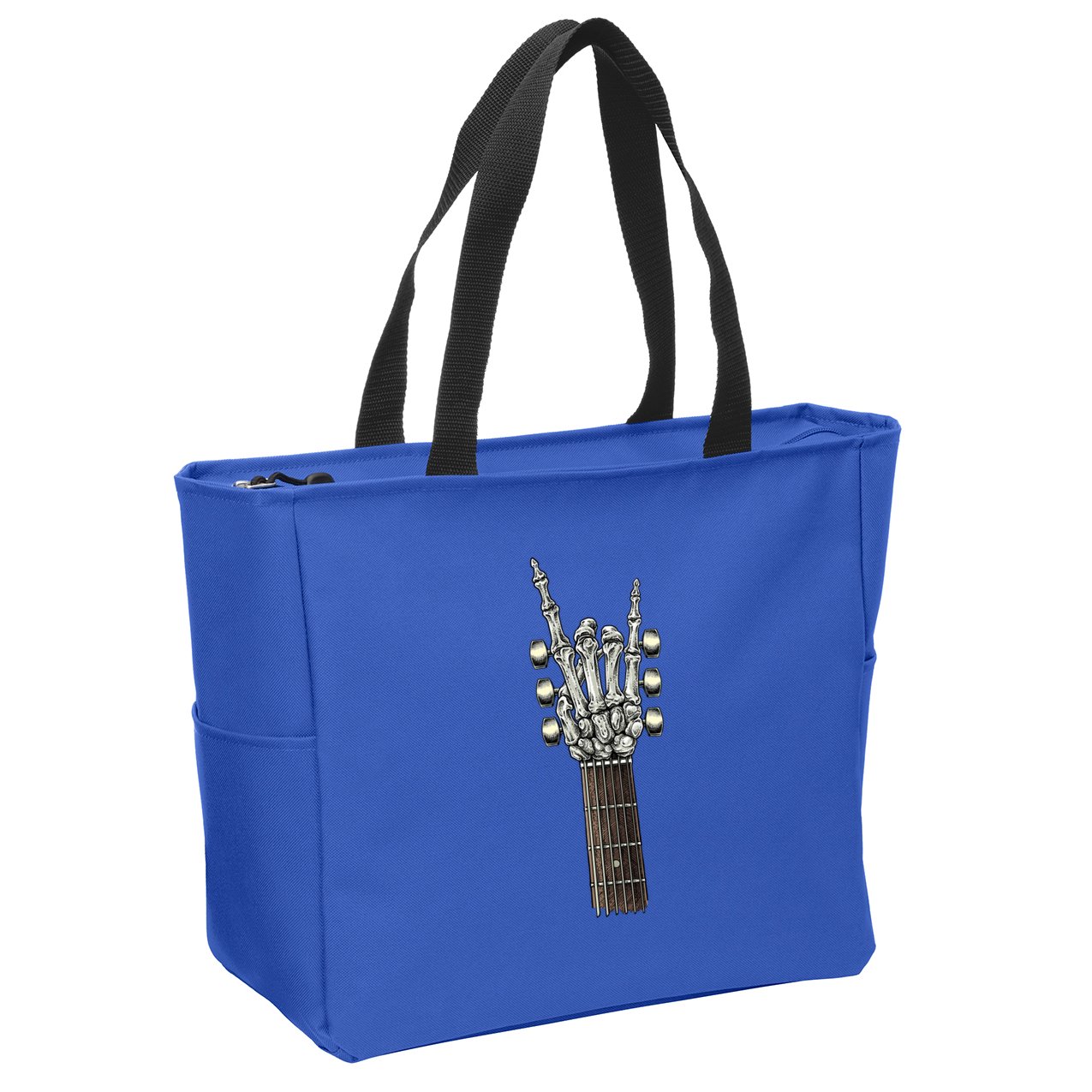 Rock On Guitar Neck Skeleton Hand Sign Rock And Roll Band Meaningful Gift Zip Tote Bag