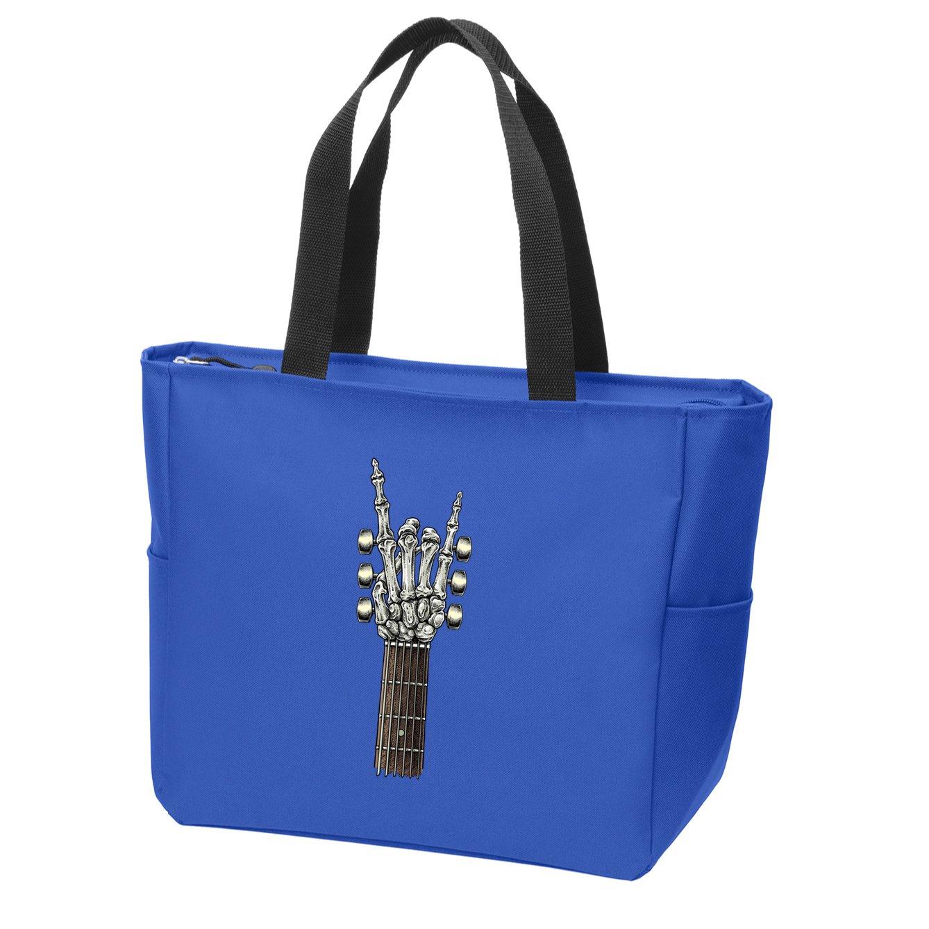 Rock On Guitar Neck Skeleton Hand Sign Rock And Roll Band Meaningful Gift Zip Tote Bag