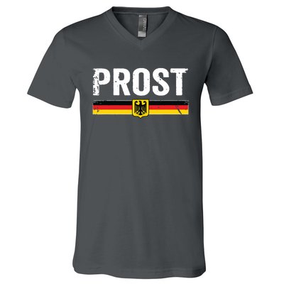 Retro Oktoberfest German Flag Prost V-Neck T-Shirt