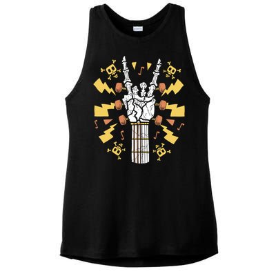 Rock On Guitar Neck Sweet Rock And Roll Skeleton Hand Gig Gift Ladies PosiCharge Tri-Blend Wicking Tank