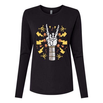 Rock On Guitar Neck Sweet Rock And Roll Skeleton Hand Gig Gift Womens Cotton Relaxed Long Sleeve T-Shirt