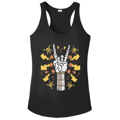 Rock On Guitar Neck Sweet Rock And Roll Skeleton Hand Gig Gift Ladies PosiCharge Competitor Racerback Tank