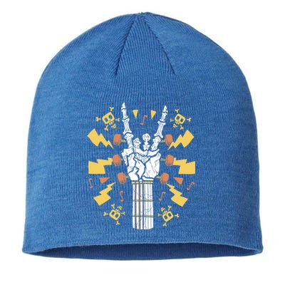 Rock On Guitar Neck Sweet Rock And Roll Skeleton Hand Gig Gift Sustainable Beanie