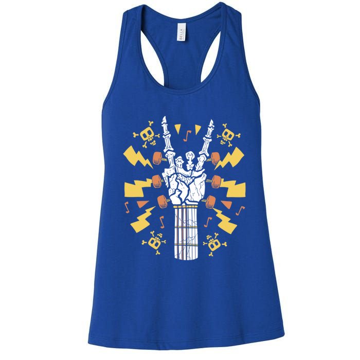 Rock On Guitar Neck Sweet Rock And Roll Skeleton Hand Gig Gift Women's Racerback Tank