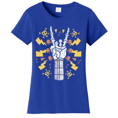 Rock On Guitar Neck Sweet Rock And Roll Skeleton Hand Gig Gift Women's T-Shirt