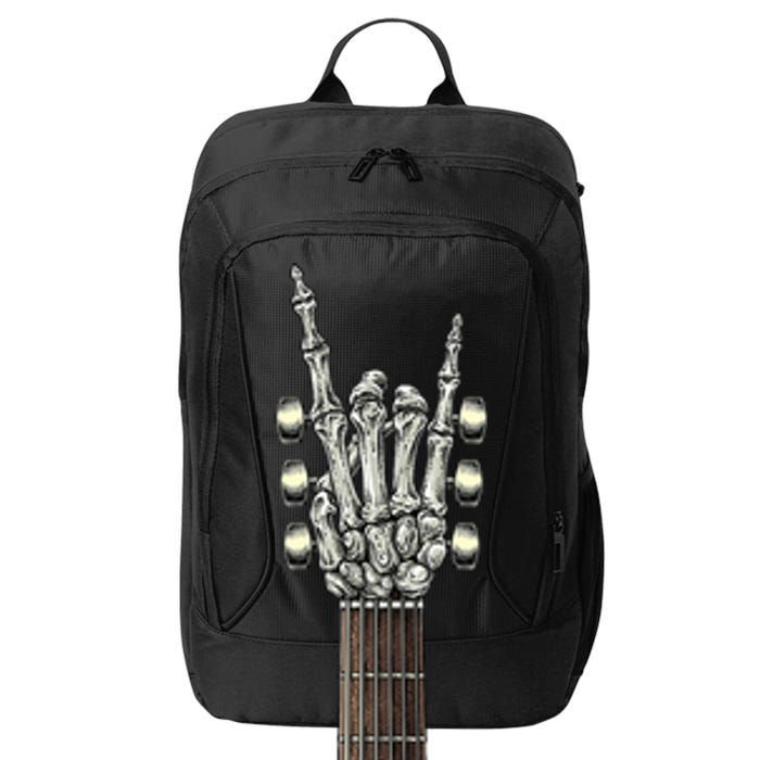 Rock On Guitar Neck Skeleton Hand Sign Rock & Roll Band City Backpack