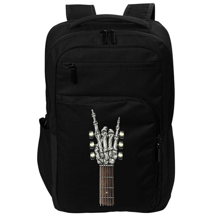 Rock On Guitar Neck Skeleton Hand Sign Rock & Roll Band Impact Tech Backpack