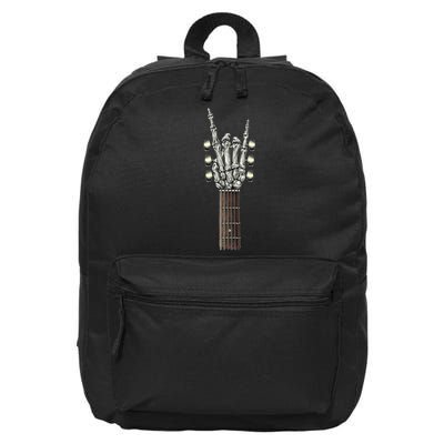 Rock On Guitar Neck Skeleton Hand Sign Rock & Roll Band 16 in Basic Backpack