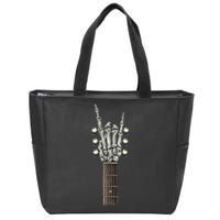 Rock On Guitar Neck Skeleton Hand Sign Rock & Roll Band Zip Tote Bag