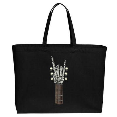 Rock On Guitar Neck Skeleton Hand Sign Rock & Roll Band Cotton Canvas Jumbo Tote