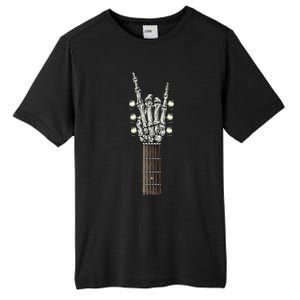 Rock On Guitar Neck Gift With A Sweet Rock And Roll Skeleton Hand Funny Gift Tall Fusion ChromaSoft Performance T-Shirt