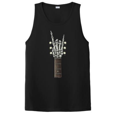 Rock On Guitar Neck Gift With A Sweet Rock And Roll Skeleton Hand Funny Gift PosiCharge Competitor Tank