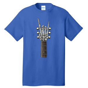 Rock On Guitar Neck Gift With A Sweet Rock And Roll Skeleton Hand Funny Gift Tall T-Shirt