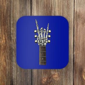 Rock On Guitar Neck Gift With A Sweet Rock And Roll Skeleton Hand Funny Gift Coaster