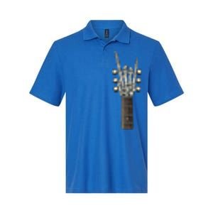 Rock On Guitar Neck Gift With A Sweet Rock And Roll Skeleton Hand Funny Gift Softstyle Adult Sport Polo