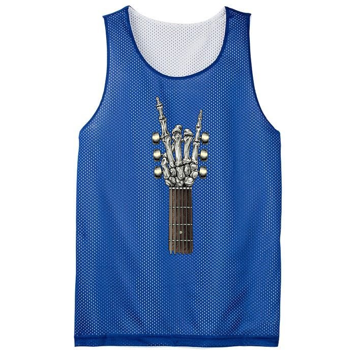 Rock On Guitar Neck Gift With A Sweet Rock And Roll Skeleton Hand Funny Gift Mesh Reversible Basketball Jersey Tank