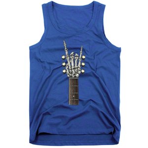 Rock On Guitar Neck Gift With A Sweet Rock And Roll Skeleton Hand Funny Gift Tank Top